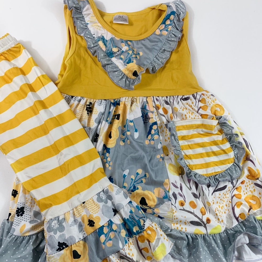Kids Yellow Floral Top With Capris